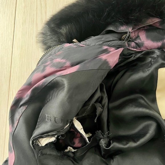 $1595 Burberry London Belted Fox Fur Puffer Down Jacket Coat Dusky Mauve ( 4 ) - Picture 11 of 13